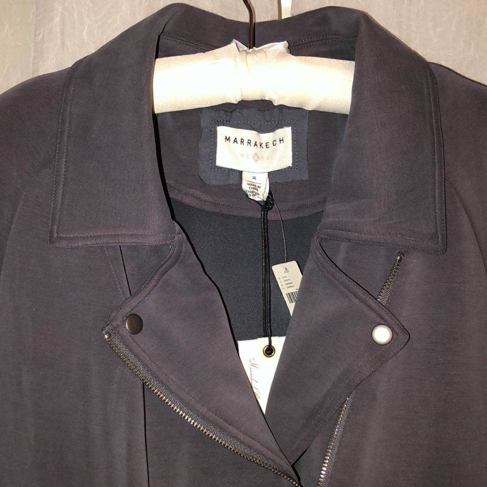 Anthropologie XL Marrakech Carbon Gray Moto Style Sweatshirt Jacket - Picture 7 of 16